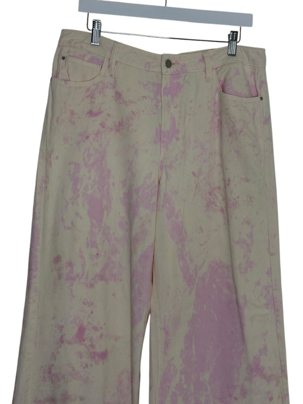 Guess Wide Leg Tie Dye Jeans Denim Pant Relaxed Fit Medium Rise Pink 31 x 32 NWT - Picture 2 of 8